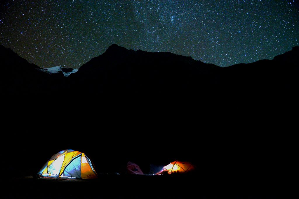 A night in the tent at Kang la Phedi before the pass