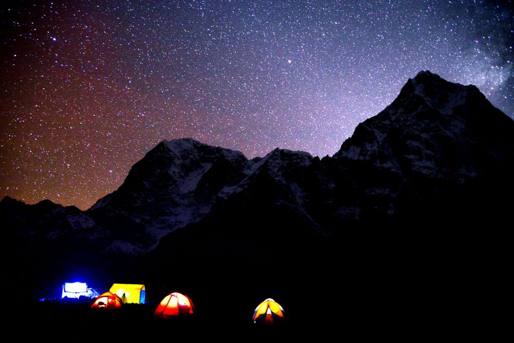 Lobuche Peak Base Camp at night