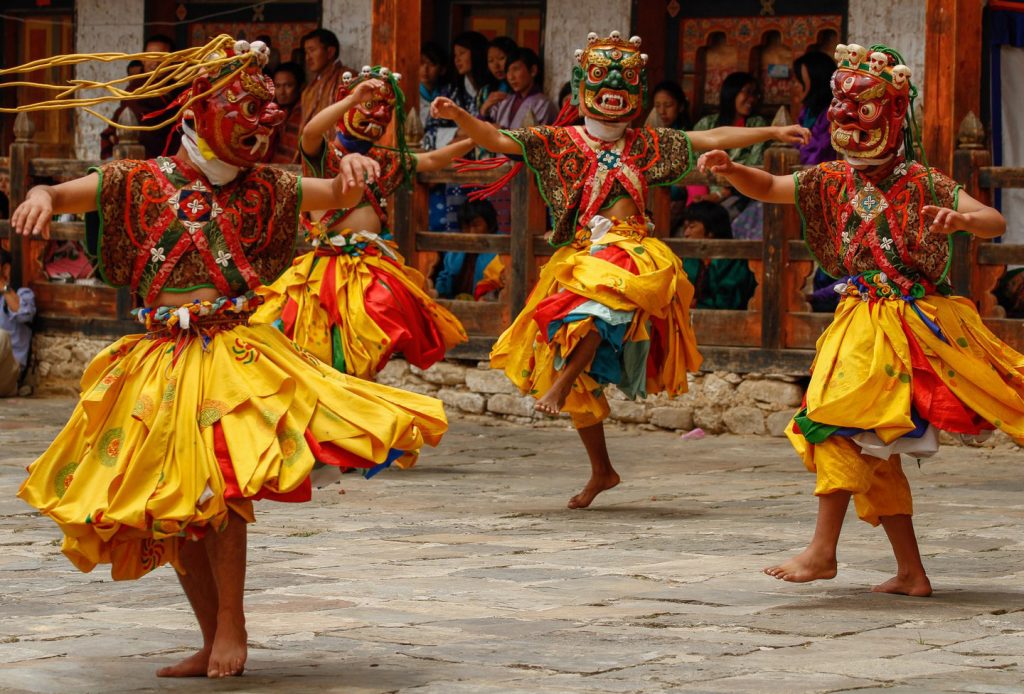 Monks dancing at Paro festival