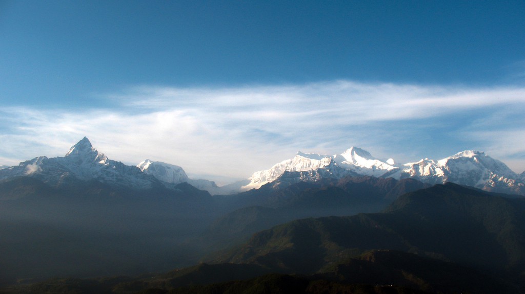 Morning view of the Annapurnas from Pokhara