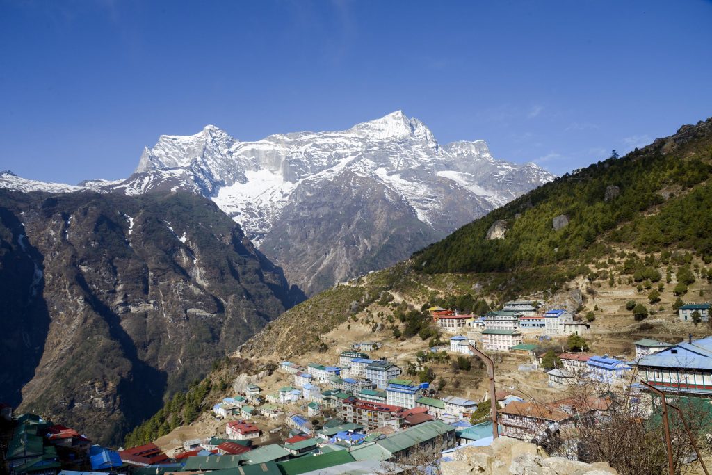Namche Bazaar with Mt. Kwangde as a backdrop